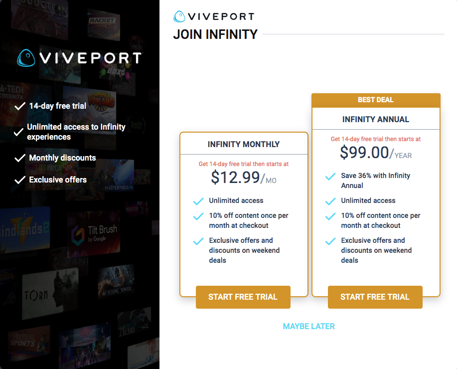 Viveport infinity oculus sales rift s